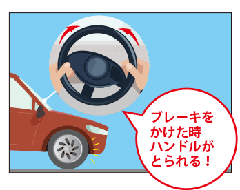 ブレーキをかけた時ハンドルがとられる！